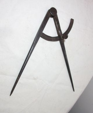 Large Antique Quality 18th Century Hand Made Wrought Iron Drafting Compass Tool
