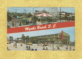 Sc Myrtle Beach 1950 - 60s Vintage Postcard Kiddie Land & Pavilion South Carolina