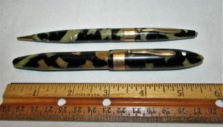Sheaffer White Dot Lifetime Oversize Black & Pearl 14k Fountain Pen & Pencil