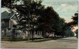 Ironton,  Ohio Postcard Fifth Street Residential Scene Houses 1910 Cancel