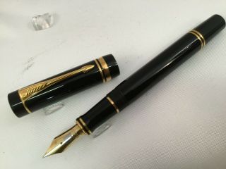 Parker Duofold Centennial (xl) Black C1988 Fountain Pen 18k Fine Nib (nvc)