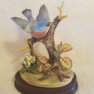 Vintage Blue Bird Andrea By Sadek Signed 8 - 3/4 " Tall Bird On Branch