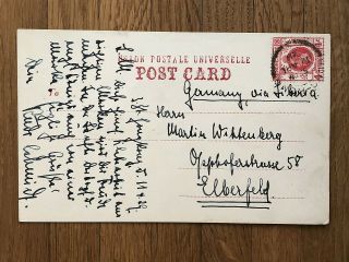 CHINA OLD POSTCARD HAND PAINTED STAMPS CHINESE HONGKONG TO GERMANY 1929 2