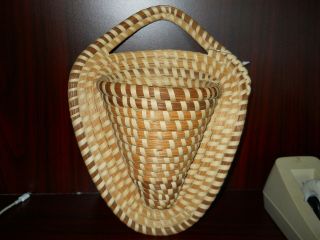 Folk Art Charleston Sc Gullah Sweetgrass Basket Hanging Wall Pocket Holder