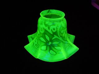 Stunning Antique Vaseline Uranium Opalescent Glass Lamp Shade