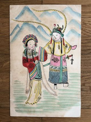 China Old Postcard Hand Painted Chinese Traditional Theatre Peking Opera