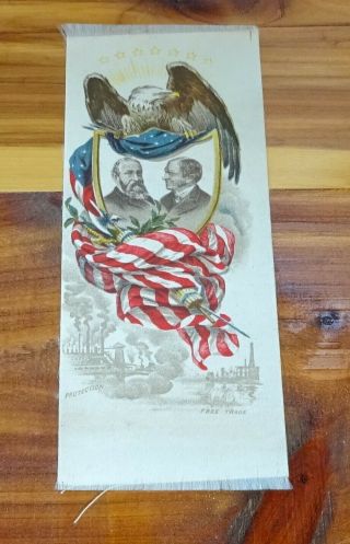 Benjamin Harrison / Levi Morton 1888 Presidential Campaign Ribbon Silk