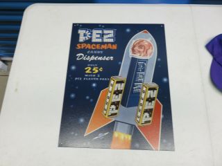 Pez Advertising Spaceman Dispenser 12 1/2 " X 16 " Metal Tin Sign