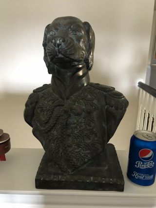 Cute Maitland Smith Dog General Bronze Metal Bust