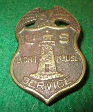 Old Metal Us Lighthouse Service Badge Eagle On Top Light House Keeper
