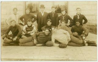 1907 Alma Kansas High School Football Team With One Black Player Real Photo