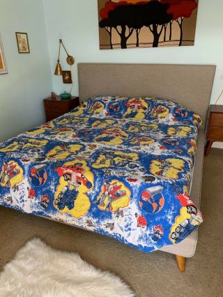 Vintage 80s Transformer Bedspread Full Size Retro Cartoon Blanket Comforter 3
