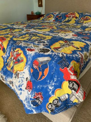 Vintage 80s Transformer Bedspread Full Size Retro Cartoon Blanket Comforter 4