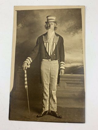 Antique/vintage Rppc Black & White Uncle Sam Postcard
