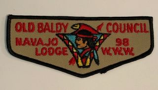 Order Of The Arrow Navajo Lodge 98 F1 Old Baldy Council Rare First Flap