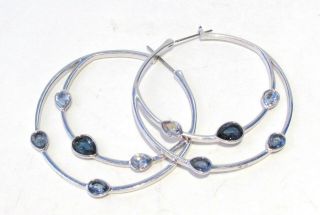 Swarovski Gaze Blue Hoop Pierced Earrings 5279771 Bargain Retired Crystal No Box