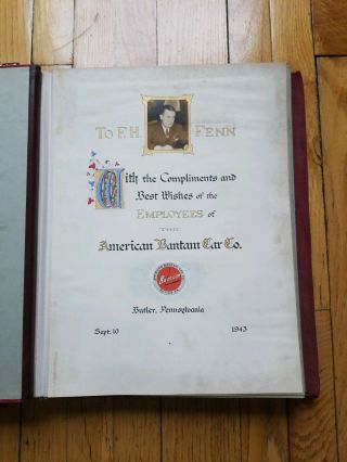 1943 American Bantam Car Co.  Photo Album From Employees To F.  H.  Fenn - WWII Jeep 3