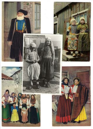 10 Vintage Post Cards Of Folks In " Foreign " Costumes,  Marken Holland,  Sardinia