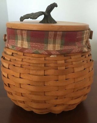 Longaberger Baskets October Fields Pumpkin Lid Button On And Protector