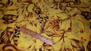 Vintage Hawaiian Textiles Vhy Fabric Gold Hibiscus Brown Yellow 2 Yds 16 " X 36 "