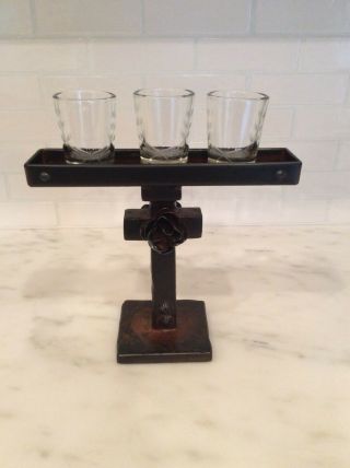 Jan Barboglio Retired Iron 3 Cup Candelabra Cross With Flowers