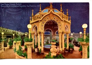 San Mateo County Exhibit - 1915 Panama Pacific Exposition - Ppie - Vintage Postcard