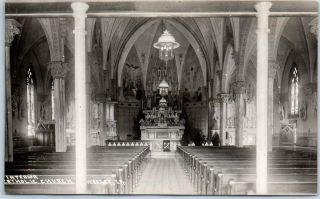 Wesley,  Iowa Rppc Real Photo Postcard " Interior Catholic Church " C1910s