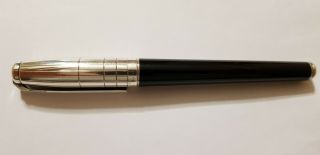 S.  T.  Dupont Olympio Fountain Pen Nib 14k Black Lacquer And Pladium