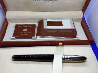 S.  T.  Dupont Fidelio Silver & Black Fountain Pen Nib Gold 14k (full Kit)