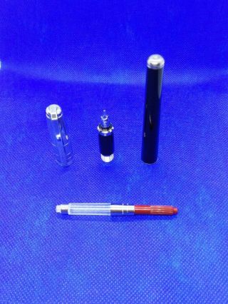 S.  T.  Dupont Fidelio Silver & Black Fountain Pen Nib Gold 14K (Full Kit) 7