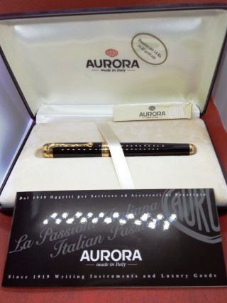Aurora Talentum Black & Gold Fountain Pen Nib Gold 14k Medium (full Kit)