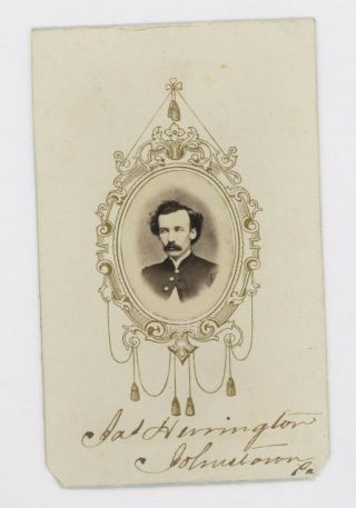 Civil War Cdv Photo James Herrington Of Company " A ",  54th Pa Vol.  Inf.  Regiment