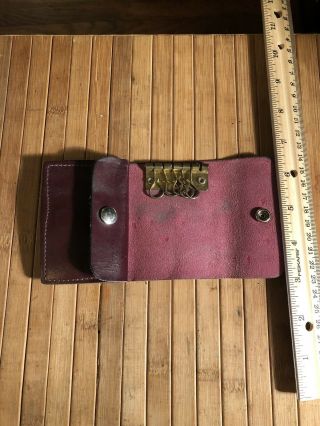 Vintage Leather Keychain Key Chain Case 1950’s - 1960’s Old School Coin Bag