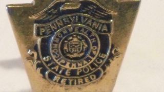 Vintage Pennsylvania State Police (Retired) Mini Badge Lapel Pin - 3