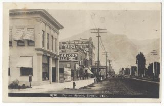 1908 Provo,  Utah - Real Photo Main Street & Signs,  Mormon - Vintage Postcard