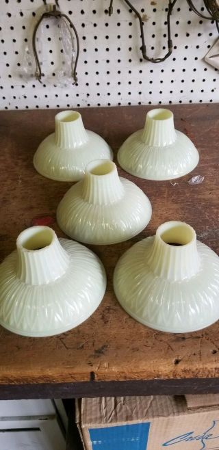 Set Of 5 Art Deco Opalescent Color Shades,  Glass Lamp Shades 1920 