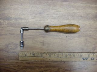 Old Tools,  Vintage 9 - 3/4 ",  /4 " Drive Wooden Handled Tool,  Boston Gear