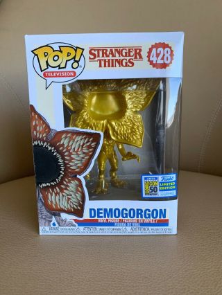 Funko Pop Stranger Things Gold Demogorgon Sdcc 2019 Exclusive In Hand 428
