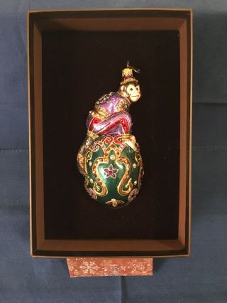 Jay Strongwater Monkey On Egg Ornament
