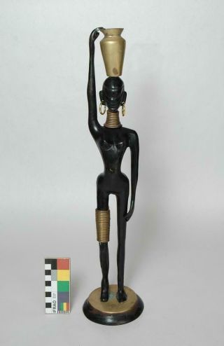 Mid Century Black African Nubian Lady Bronze Hagenauer Style Art Deco Figure