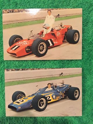Mario Andretti And Al Unser Post Cards.  Both Winners Of The Indianapolis 500.