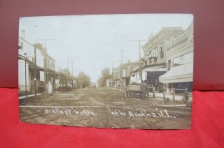 1915 Real Photo Postcard Main Street North Athens Illinois