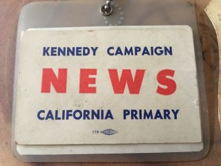 Kennedy Campaign Press Passes 1968 California Primary 2