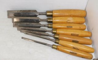 Marples Wood Handled Chisel Set of 7 Made in Sheffield England 2