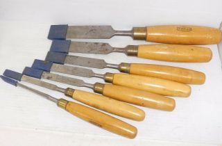 Marples Wood Handled Chisel Set of 7 Made in Sheffield England 3