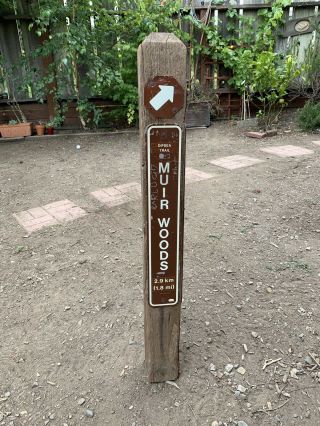 Wood Trail Post W 3 Hiking Signs Mt Tamalpais Tam Dipsea To Stinson Beach Cal.