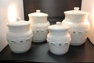 Longaberger Pottery Woven Traditions Canister Set Of 4 The Heritage Green