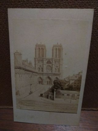 Rare Notre Dame Cathedral Cdv Card 1860s