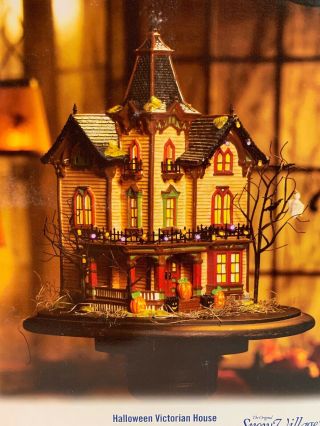 Dept 56 Haunted Victorian House Halloween Building Village Lights Retired Niob