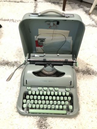 Vintage Hermes 3000 Portable Typewriter And Case - Mid Century